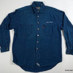 Vintage Levi's Polaris Snowmobiles Logo Denim L/S Sz Men's Medium